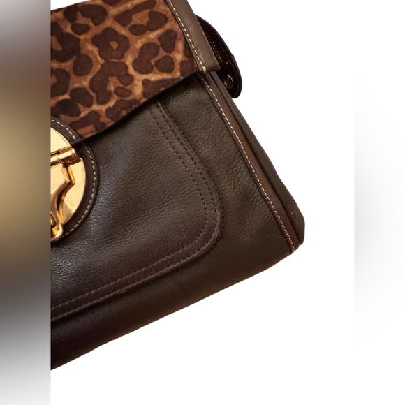 Rare Vintage Michael Kors Handbag, Brown Leather with Dyed Calf Hair in Leopard - Picture 7 of 15